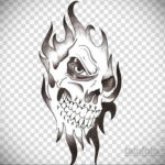 тату череп на кисти эскиз 17.09.2019 №005 - skull tattoo on brush sketch - tatufoto.com