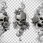 тату череп на кисти эскиз 17.09.2019 №008 - skull tattoo on brush sketch - tatufoto.com