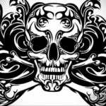 тату череп на кисти эскиз 17.09.2019 №009 - skull tattoo on brush sketch - tatufoto.com