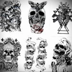 тату череп на кисти эскиз 17.09.2019 №010 - skull tattoo on brush sketch - tatufoto.com