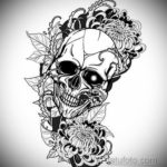 тату череп на кисти эскиз 17.09.2019 №013 - skull tattoo on brush sketch - tatufoto.com