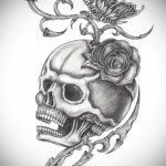 тату череп на кисти эскиз 17.09.2019 №016 - skull tattoo on brush sketch - tatufoto.com