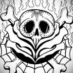 тату череп на кисти эскиз 17.09.2019 №018 - skull tattoo on brush sketch - tatufoto.com