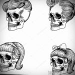 тату череп на кисти эскиз 17.09.2019 №023 - skull tattoo on brush sketch - tatufoto.com