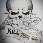 тату череп на кисти эскиз 17.09.2019 №024 - skull tattoo on brush sketch - tatufoto.com