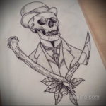 тату череп на кисти эскиз 17.09.2019 №026 - skull tattoo on brush sketch - tatufoto.com