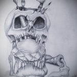 тату череп на кисти эскиз 17.09.2019 №028 - skull tattoo on brush sketch - tatufoto.com