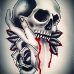 тату череп на руке эскизы 17.09.2019 №043 - Skull tattoo on hand sketches - tatufoto.com