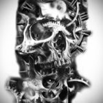 тату череп с часами эскизы 17.09.2019 №006 - skull tattoo with clock sketche - tatufoto.com