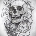 тату череп с часами эскизы 17.09.2019 №011 - skull tattoo with clock sketche - tatufoto.com