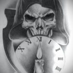 тату череп с часами эскизы 17.09.2019 №012 - skull tattoo with clock sketche - tatufoto.com