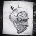 тату череп с часами эскизы 17.09.2019 №013 - skull tattoo with clock sketche - tatufoto.com