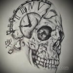 тату череп с часами эскизы 17.09.2019 №015 - skull tattoo with clock sketche - tatufoto.com