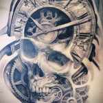 тату череп с часами эскизы 17.09.2019 №016 - skull tattoo with clock sketche - tatufoto.com