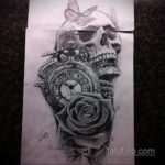 тату череп с часами эскизы 17.09.2019 №017 - skull tattoo with clock sketche - tatufoto.com