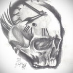 тату череп с часами эскизы 17.09.2019 №022 - skull tattoo with clock sketche - tatufoto.com