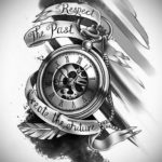 тату череп с часами эскизы 17.09.2019 №023 - skull tattoo with clock sketche - tatufoto.com