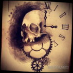 тату череп с часами эскизы 17.09.2019 №024 - skull tattoo with clock sketche - tatufoto.com