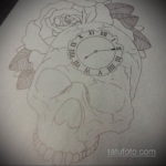 тату череп с часами эскизы 17.09.2019 №030 - skull tattoo with clock sketche - tatufoto.com