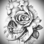 тату череп с часами эскизы 17.09.2019 №033 - skull tattoo with clock sketche - tatufoto.com