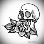 тату эскиз череп олд скул 17.09.2019 №006 - tattoo sketch skull old school - tatufoto.com