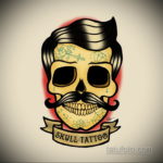 тату эскиз череп олд скул 17.09.2019 №009 - tattoo sketch skull old school - tatufoto.com
