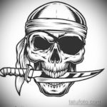 тату эскиз череп с ножом 17.09.2019 №020 - tattoo sketch of a skull with a kni - tatufoto.com