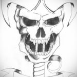 тату эскиз череп с ножом 17.09.2019 №022 - tattoo sketch of a skull with a kni - tatufoto.com