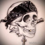 тату эскиз череп с ножом 17.09.2019 №024 - tattoo sketch of a skull with a kni - tatufoto.com