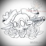 тату эскиз череп с ножом 17.09.2019 №025 - tattoo sketch of a skull with a kni - tatufoto.com