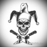 тату эскиз череп с ножом 17.09.2019 №030 - tattoo sketch of a skull with a kni - tatufoto.com