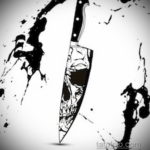тату эскиз череп с ножом 17.09.2019 №032 - tattoo sketch of a skull with a kni - tatufoto.com