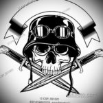 тату эскиз череп с ножом 17.09.2019 №033 - tattoo sketch of a skull with a kni - tatufoto.com