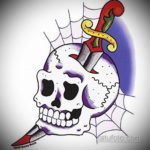 тату эскиз череп с ножом 17.09.2019 №035 - tattoo sketch of a skull with a kni - tatufoto.com