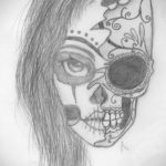 тату эскизы девушка и череп 17.09.2019 №003 - tattoo sketches girl and skull - tatufoto.com