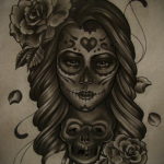 тату эскизы девушка и череп 17.09.2019 №011 - tattoo sketches girl and skull - tatufoto.com