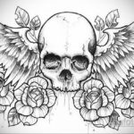 тату эскизы череп с крыльями 17.09.2019 №003 - tattoo sketches of a skull w - tatufoto.com