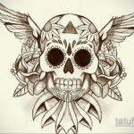 тату эскизы череп с крыльями 17.09.2019 №016 - tattoo sketches of a skull w - tatufoto.com