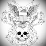 тату эскизы череп с крыльями 17.09.2019 №017 - tattoo sketches of a skull w - tatufoto.com