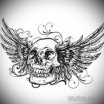 тату эскизы череп с крыльями 17.09.2019 №020 - tattoo sketches of a skull w - tatufoto.com