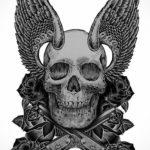 тату эскизы череп с крыльями 17.09.2019 №024 - tattoo sketches of a skull w - tatufoto.com