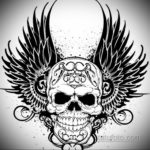 тату эскизы череп с крыльями 17.09.2019 №030 - tattoo sketches of a skull w - tatufoto.com