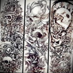 тату эскизы черепа рукава 17.09.2019 №006 - Tattoo Sketches Skull Sleeves - tatufoto.com