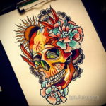 цветные тату эскизы черепа 16.09.2019 №010 - colored skull sketches - tatufoto.com