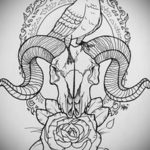 череп барана эскиз тату 17.09.2019 №008 - ram skull sketch tattoo - tatufoto.com