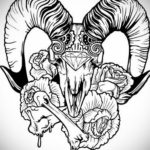 череп барана эскиз тату 17.09.2019 №010 - ram skull sketch tattoo - tatufoto.com