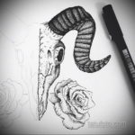 череп барана эскиз тату 17.09.2019 №018 - ram skull sketch tattoo - tatufoto.com