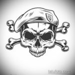 череп в берете тату эскиз 17.09.2019 №003 - skull in beret tattoo sketch - tatufoto.com