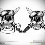 череп в берете тату эскиз 17.09.2019 №009 - skull in beret tattoo sketch - tatufoto.com