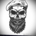 череп в берете тату эскиз 17.09.2019 №011 - skull in beret tattoo sketch - tatufoto.com